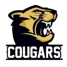 logo for slovar mountain high school with text that says Cougars and image of a tan cougar.