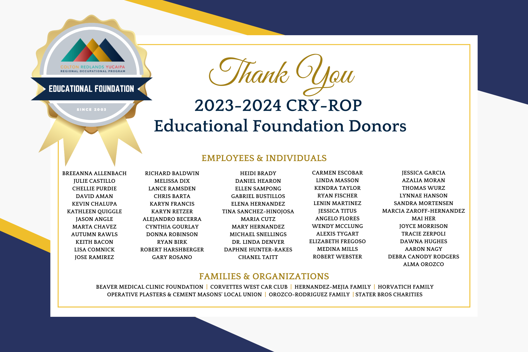 23-24 CRY-ROP Educational Foundation Donors